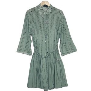 Alena Akhmadullina Silk Dress Womens US 4 FR 40 Light Sage Green Semi Sheer